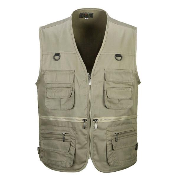 Men's Multi Pockets Cartoon Logo Vest Perfect for Fishing Hiking Photography and More