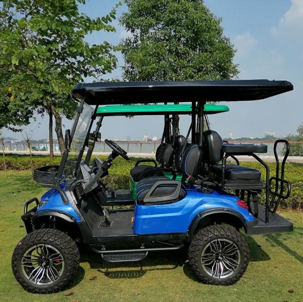 Carrinho de golfe elétrico de 4 pessoas 4 rodas, travão de disco Mini 10 polegadas, e tela de 14 polegadas