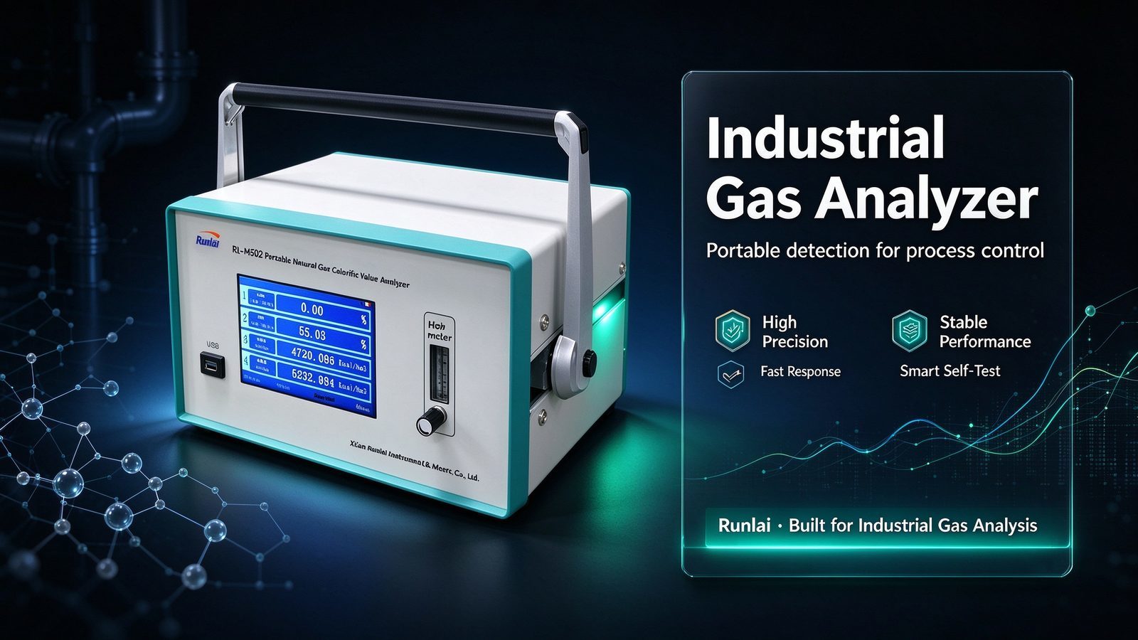 Metal Multi Calorific Value Portable Gas Analyzer CO2 CH4 DP CnHm Natural Gas Detector