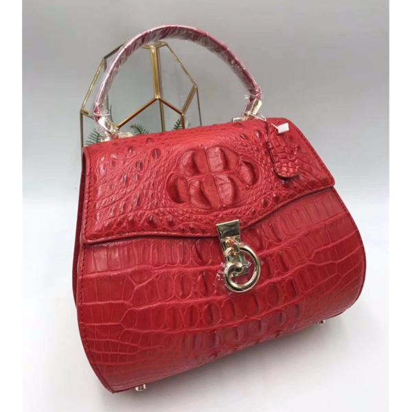 Authentic Crocodile Skin Lady Saddle Purse Genuine Alligator Leather Female Small Handbag Women Crossbody Shoulder Bag