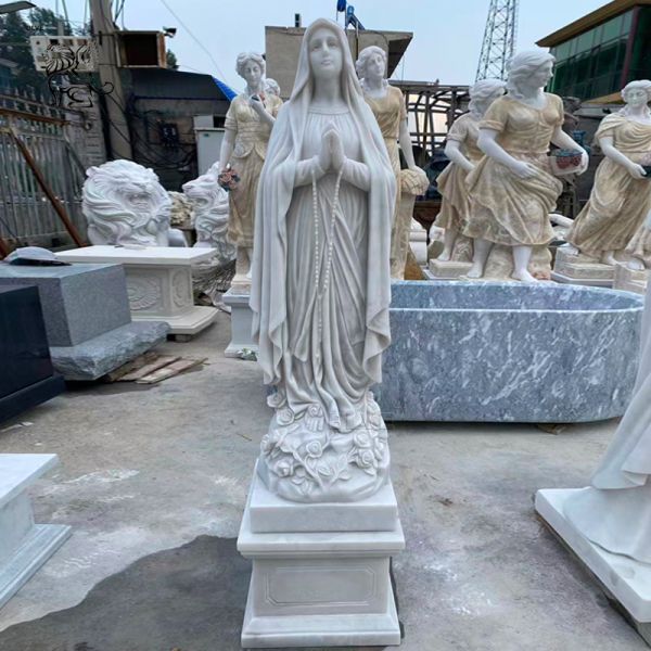 Marble Virgin Mary Statue Life Size Religious Christian Our Lady Sculpture Home Decoration Handcarved Church