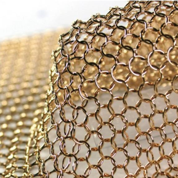 Polished Electroplated Metal Ring Mesh For Decorative Application
