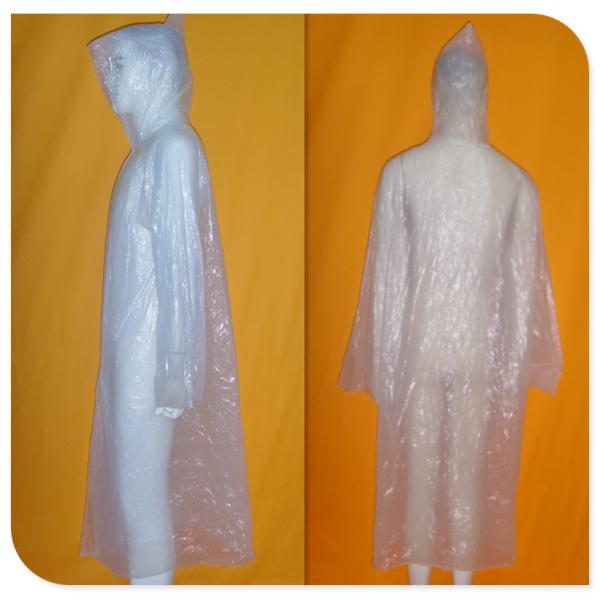 Industrial Clear Womens Plastic Raincoats , PE Material Throw Away Raincoats
