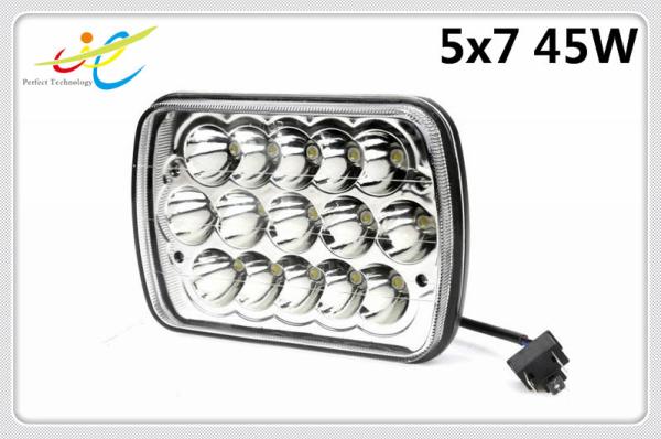DCV12V 24V sealed beam rectangle 5x7 45W truck headlight with Hight Low Spot beam