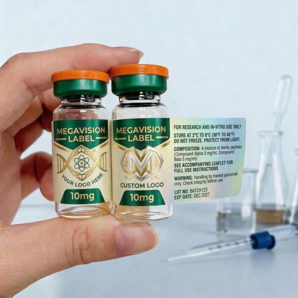 Custom Printed Vial Stickers Labels 3ml 5ml 10ml for Laboratory Research Use Only Strong Adhesive Glass Bottle Packaging Labels