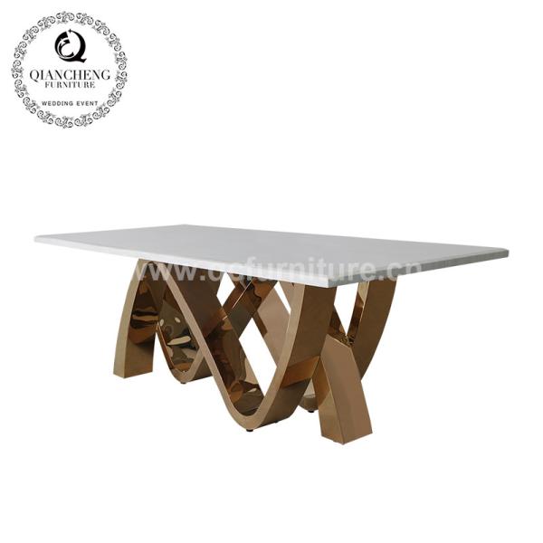 78inch pés de aço inoxidável do metal de Seater da mesa de jantar de mármore luxuosa 8