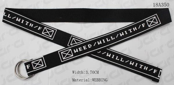 3.7cm Silk Printing Polyester Webbing Belt With Double D Rings / Folded Webbing Tip
