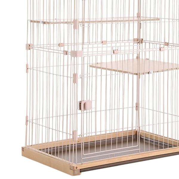 Metal Wire Luxury 3-Tier Cat Villa Cage with Wheels and Tray Toilet CLASSICS Style 24kg