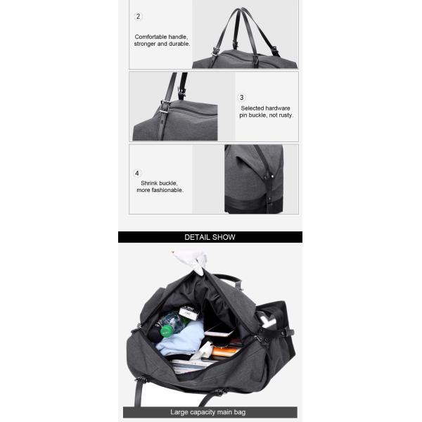 Black Gray 16.8L Sports Gym Bag With Shoe Compartment OEM ODM