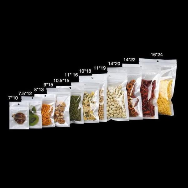 Translucent White Pearl Film Phone Case Resealable Zipper Packaging Bags With Hanging Hole