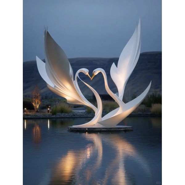 Hexagonal Garden Wedding Landscape Sculpture Swan Ceremony Backdrop For Outdoor Events