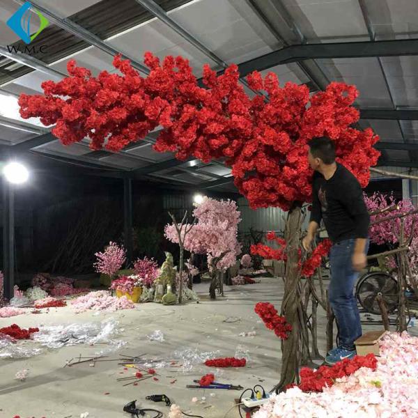 One Side Long Canopy Artificial Flower Tree , Customized Cherry  Blossom Tree