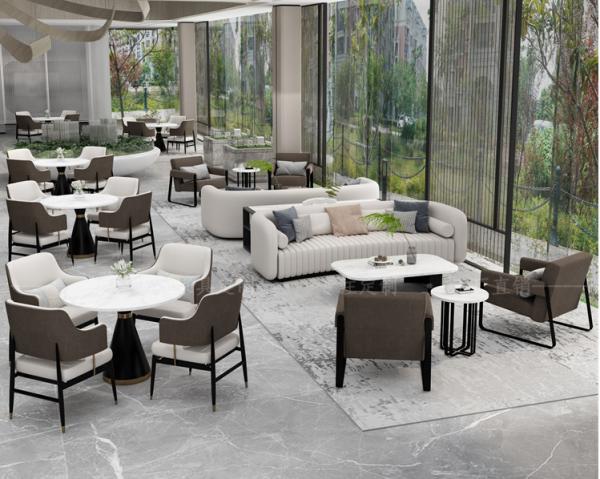 Modern Hotel Lobby Furniture With Metal Elments Light Color Eco Friendly