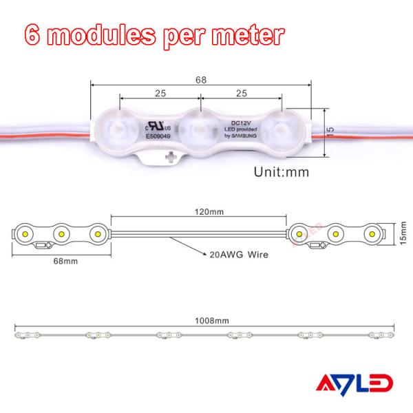 Injeção 1.2W impermeável IP68 do módulo 12V SMD 2835 do diodo emissor de luz de Samsung exterior para o Signage
