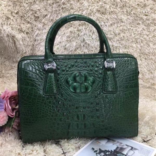 Genuine Real Alligator Skin Women Boston Purse Lady Handbag Exotic Authentic Crocodile Leather Female Cross Shoulder Bag