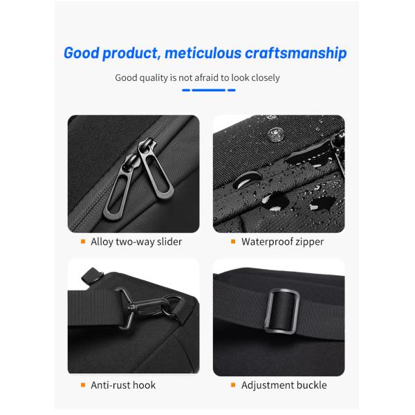 Black Gray 5L Shoulder Crossbody Mens Chest Sling Bag 0.53KG