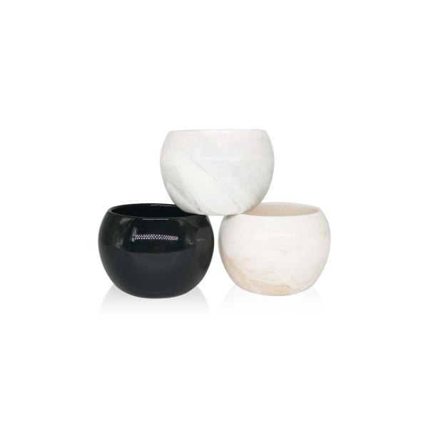 Cylinder Round Scented Candle Jar Ball Shaped White Decorative Marble Candle Jars