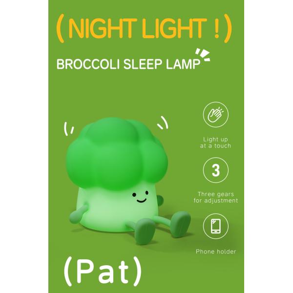 DY Trendy Sleep Silicone Night Light Rechargeable Bedside Vegetable Lamp 3 Level Dimming Broccoli Night Light