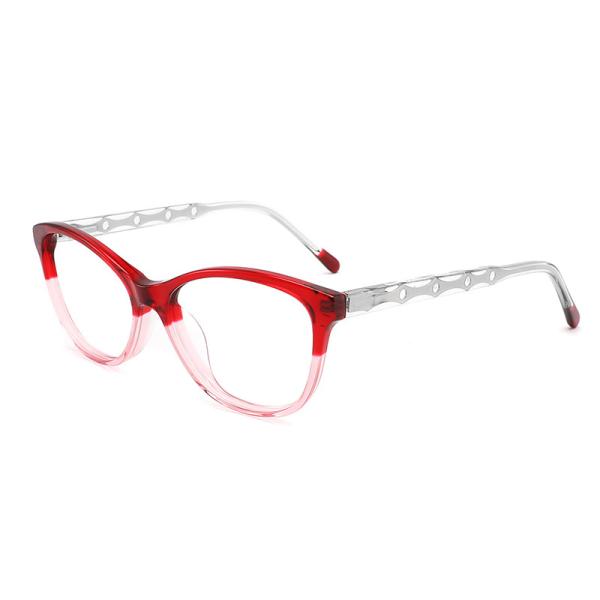 Largura clássica 2,08 da lente do templo de Cat Eye Glasses Frame Special do acetato das mulheres claras da lente
