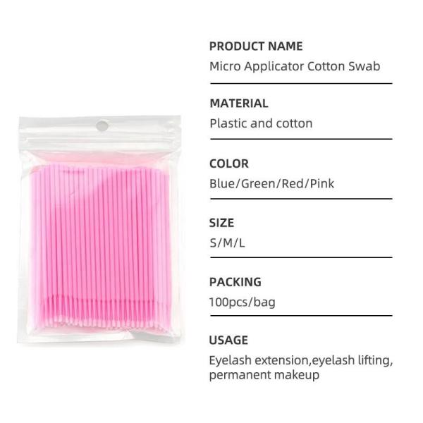 100PCS/перевозчик ресницы пробирок хлопка сумки устранимый пластиковый привитый очищая подсказку Microfiber