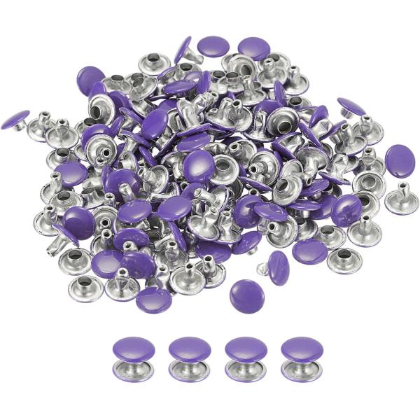 Rebites púrpuras de doble tapa de 9 mm de acabado brillante para material de acero inoxidable de artesanía de cuero