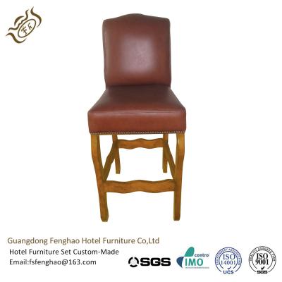 Modern PU Leather Upholstered Bar Stools For Club Square Back Wood Frame