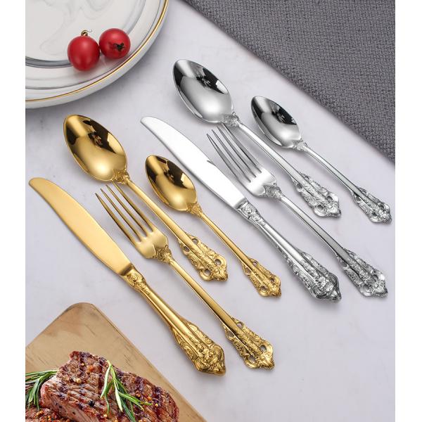 NC888 Royal gold Cutlery Set Stainless Steel wedding Flatware Set forged  whole series