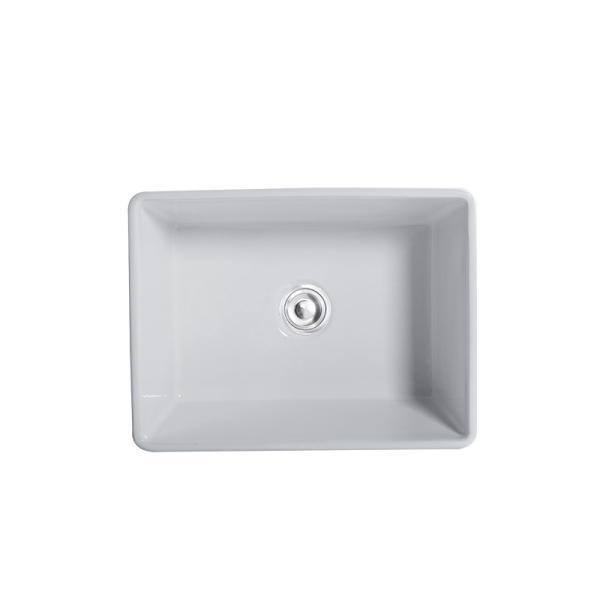24 In Undermount Single-Bowl Farmhouse Kitchen Sink With Tall Apron White Porcelain