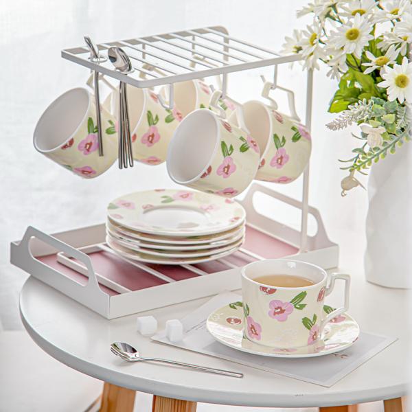 Деловые подарки Цветочные винтажные керамические чашки и тарелки для устойчивых случаев