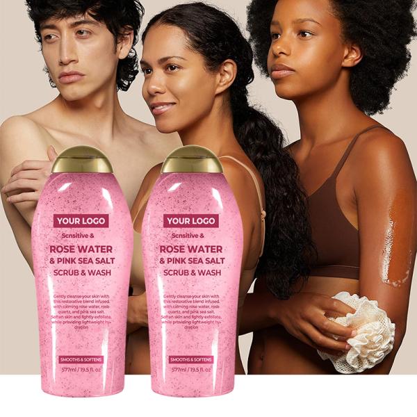 Gommage Corporel Apaisant au Quartz Rose Curatif Sel Marin Rose Exfoliant Doux Eau de Rose