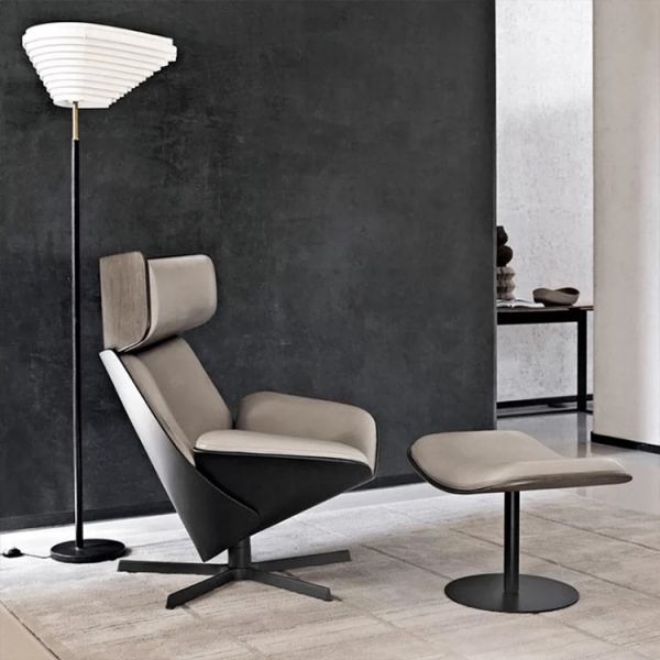 Arm Chair Modern Living Room Furniture Swivel Leather Accent Sofa Chair Lounge Chaise Chair Ottoman Version Included