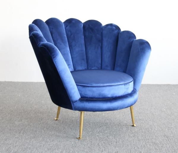 Nordic Style Flower Shape 78cm Height Velvet Accent Armchair