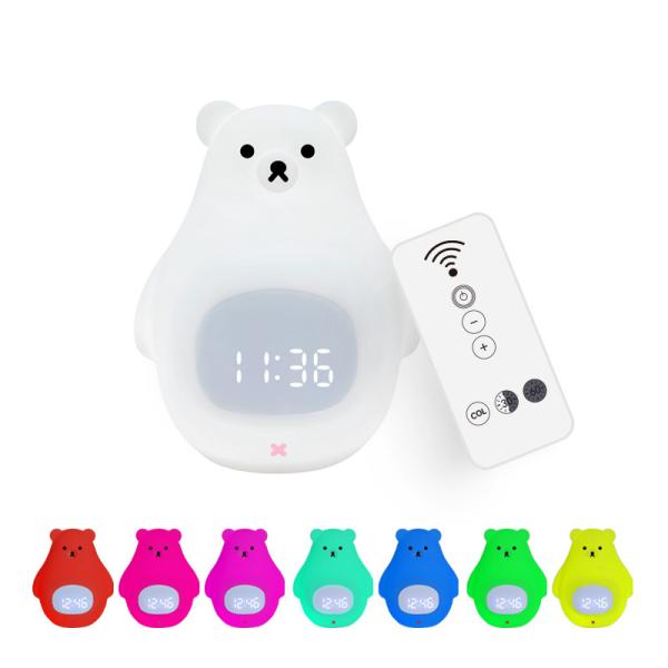 Soft Silicone Bear Led Night Lamp Touch Sensing Sleeping Lights With Timing & Alarm Clock Function