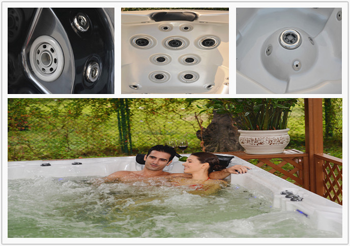 Acrylic whirlpool massage outdoor swim spa hot tub with 75pcs Jet pump, 38A, 3500mm × 2250mm × 1070mmH