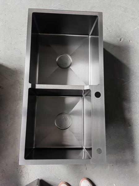 Brushed Stainless Steel 33x22 Drop In Dual Bowl Handmade Kitchen Sink