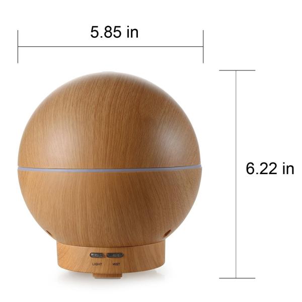 400ML Round Ultrasonic Light Wood Grain Cool Mist Humidifier For Home