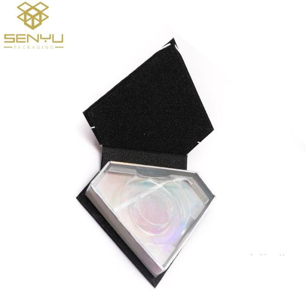 Eco Friendly Cosmetic Packaging Boxes / Black Glitter Paper Card Eyelash Box