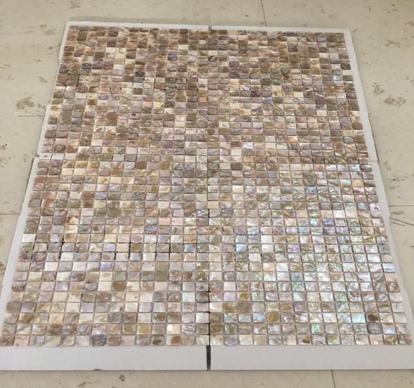 Brown Square Seashell Mosaic Wall Tile , Mother Of Pearl Mosaic Tile Backsplash