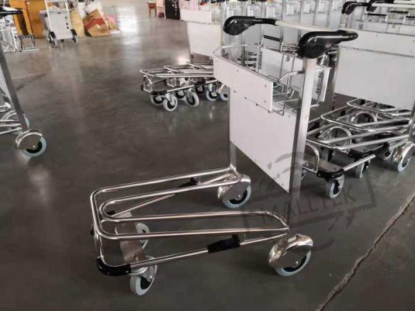 Load 250KG Stainless Steel Airport Trolley 2 Tier 4 Wheels With Brakes