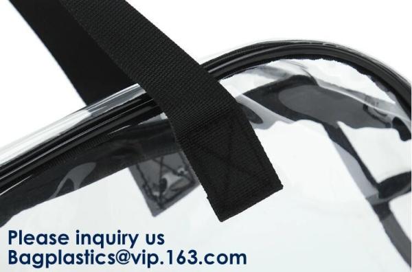 Clear PVC Bag With Zipper Interior Pouch And Detachable Shoulder Strap,Cosmetic Tote Bags With Zipper Closure, bagease