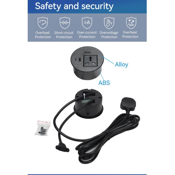 HDMI Office Desk Power Grommet outlet Socket UBS20W QC3.0 Charger 90mm