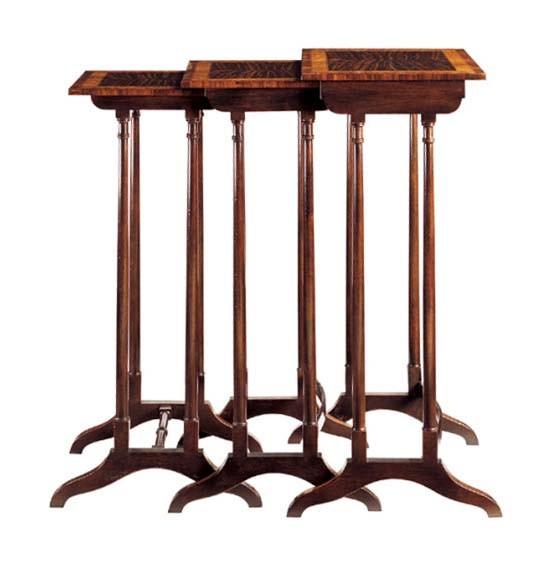 Dark Walnut Finish Rectangle Top 3 Piece Nesting Tables / Sofa End Tables