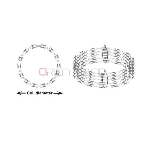 Прочный Concertina Razor Wire Coil, Препятствие BTO Безопасность Колючая проволока Ограждение