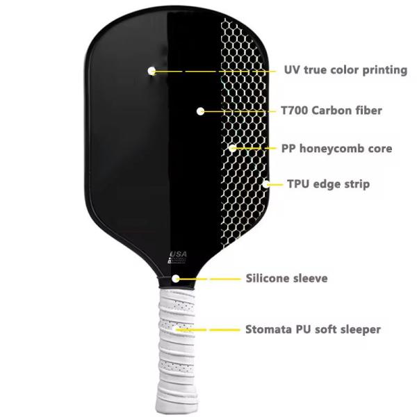 16mm PP Honeycomb Core Thermoformed Pickleball Paddle Black OEM ODM
