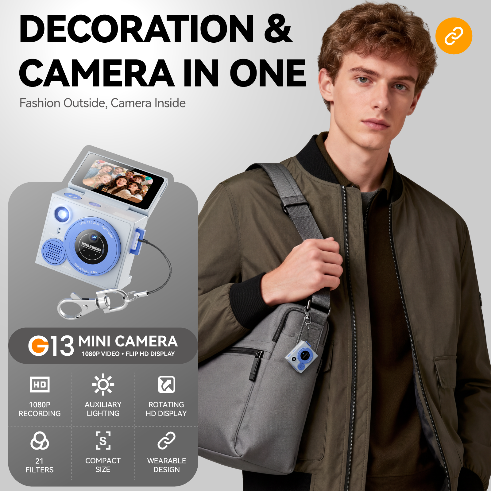 Dual Modes 2026 G13 Mini Thumb Keychain Camera 1080P HD Recording