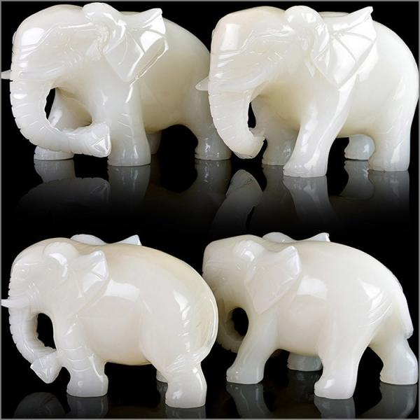 Regional Feature Africa White Feng Shui Jade Elephant Statue for Animal Lovers