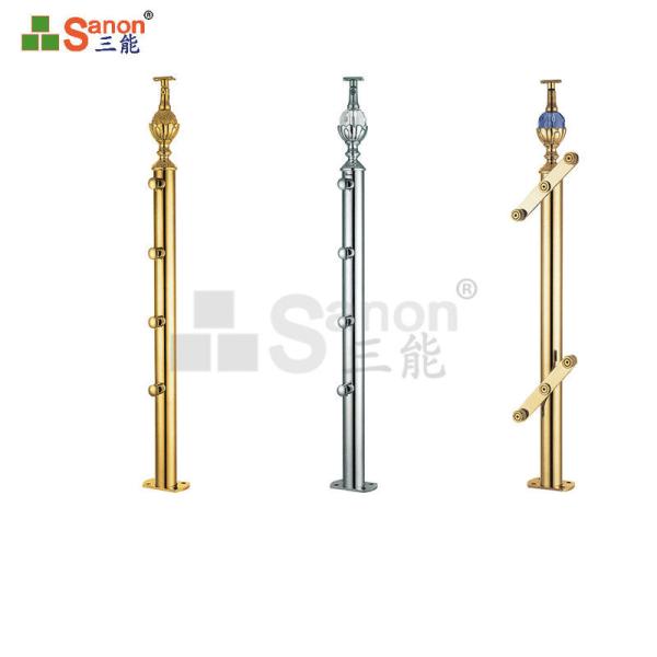 Golden Stainless Steel Guardrail Round Rectangle Railing Vertical Load Resistance