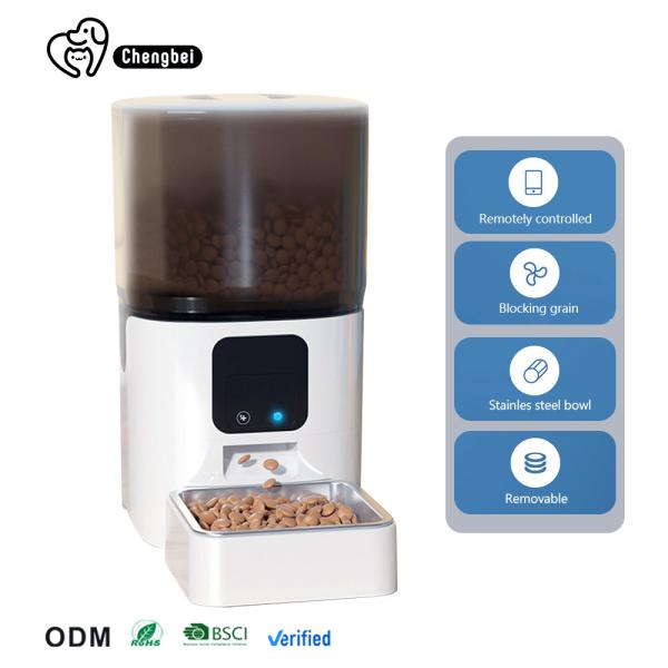 White ABS 6L Smart Cat Feeder Automatic Pet Camera Feeder For Small Animals