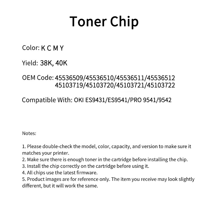 Compatible 45536512 45536511 45536510 Toner Chip For OKI ES9431 ES9541 PRO 9541