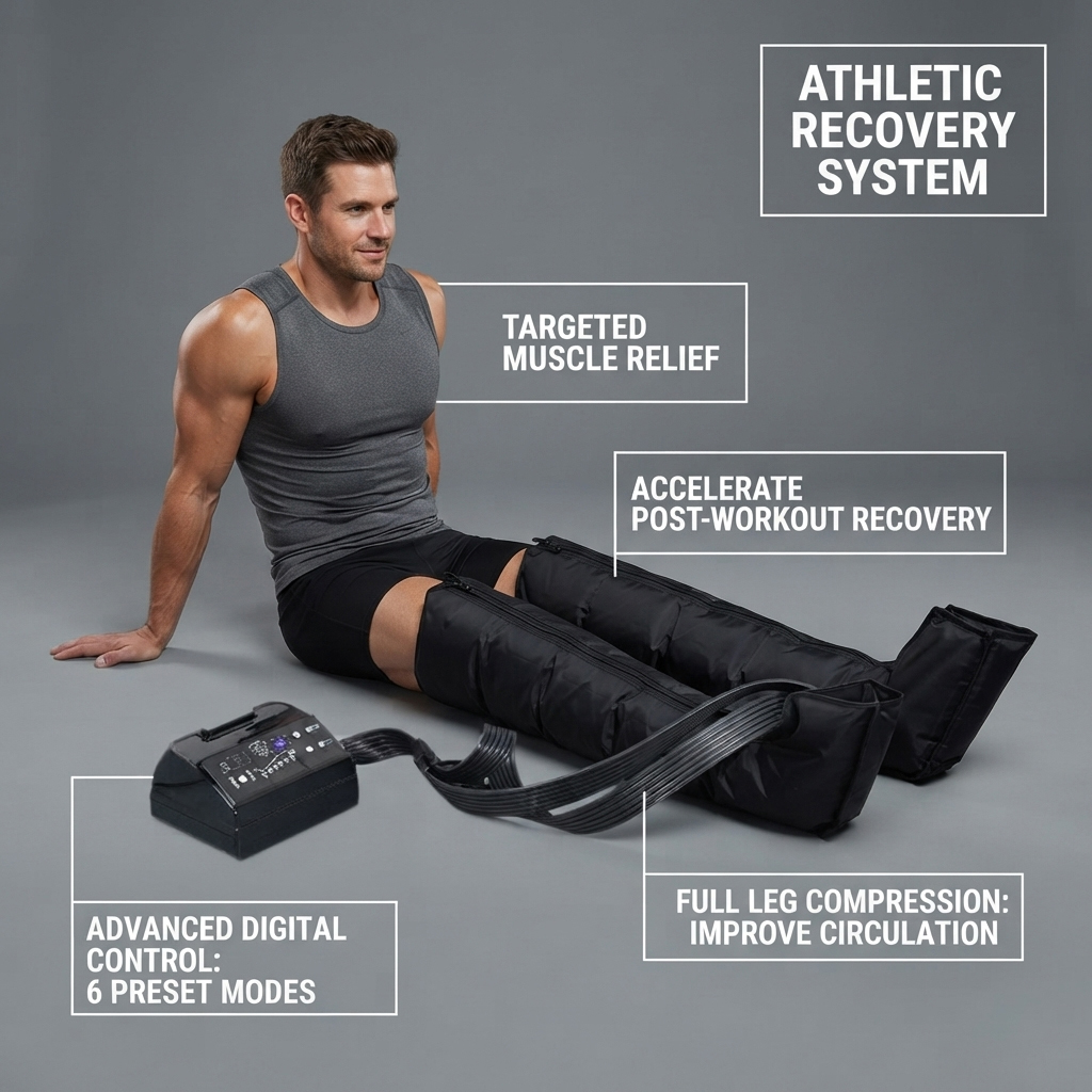 Professional 6-Chamber Smart Air Compression Recovery System with Full Body Airbags Massager(Legs, Arms, Waist & Foot) For Athletes, Fitness Enthusiasts, Post-Workout Recovery, Elderly Circulation